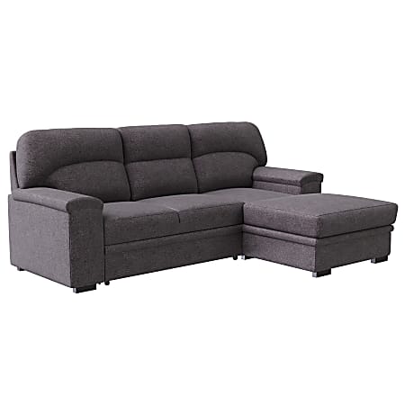 Lifestyle Solutions Serta Tennyson Convertible Sectional Sofa, 40-1/5”H x 99-4/5”W x 67-3/4”D, Ash Gray