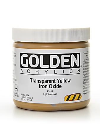 Golden Heavy Body Acrylic Paint, 16 Oz, Transparent Yellow Iron Oxide
