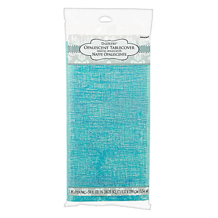 Amscan Opalescent Table Cover, 54" x 102", Robin's Egg Blue