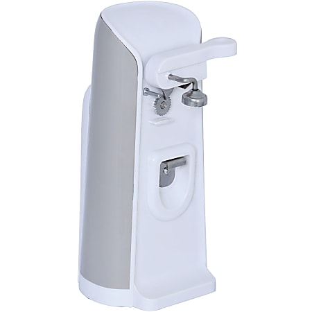 Brentwood J-30W Tall Electric Can Opener with Knife Sharpener & Bottle Opener, White