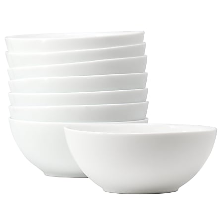 Ultra by Gibson Olstead 8-Piece Tempered Opal Glass Bowl Set, 5-1/2”, White