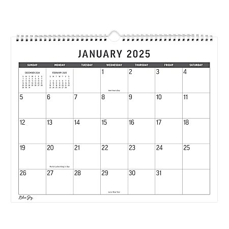 2025 Blue Sky Monthly Wall Calendar, 15” x 12”, Large Print, January 2025 To December 2025
