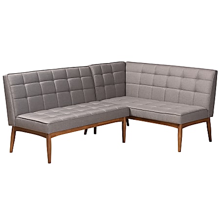 Baxton Studio Sanford 2-Piece Dining Nook Banquette Set, Gray/Walnut