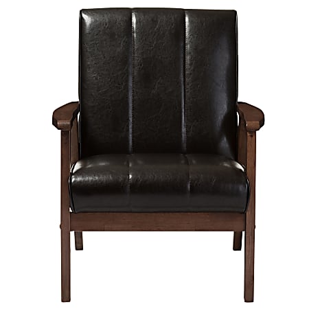 Baxton Studio Luisa Lounge Chair, Dark Brown/Cocoa