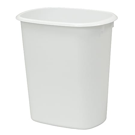 United Solutions Rectangular Plastic Wastebasket, 10 Gallons, White