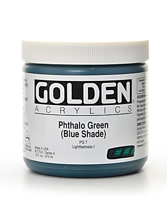 Golden Heavy Body Acrylic Paint, 16 Oz, Phthalo Green/Blue Shade