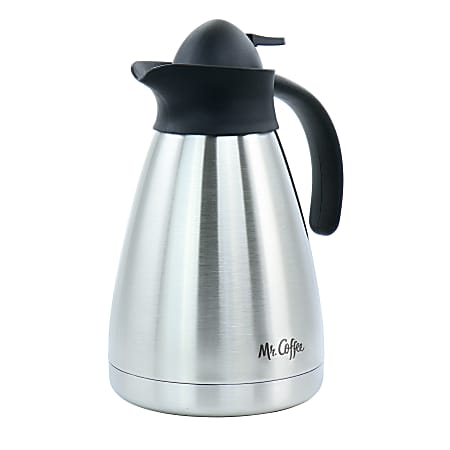 Mr. Coffee Olympia 1-Quart Insulated Stainless Steel Thermal Coffee Pot, Silver