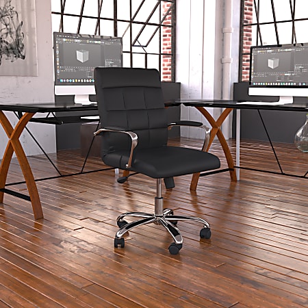 Flash Furniture Vinyl Mid-Back Executive Office Chair, Black