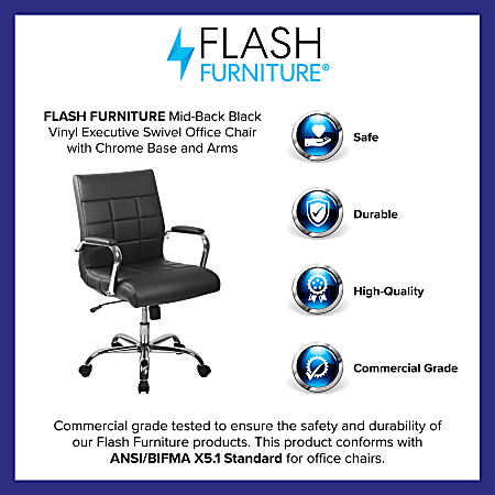 Flash Furniture Vinyl Mid Back Executive Office Chair Black - Office Depot