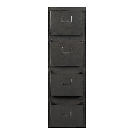 Linon Gadsden Industrial 4-Slot Vertical Home Office Mailbox, 45-7/8"H x 14-3/5"W x 4"D, Gray