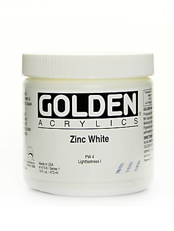 Golden Heavy Body Acrylic Paint, 16 Oz, Zinc White