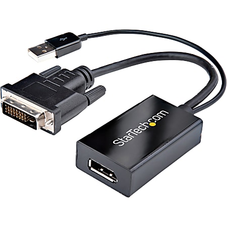 StarTech.com DVI to DisplayPort Adapter with USB Power - DVI-D to DP Video Adapter - DVI to DisplayPort Converter - 1920 x 1200 - DisplayPort/DVI-D/USB Video Cable for Video Device, Projector, Monitor, Graphics Card, Notebook