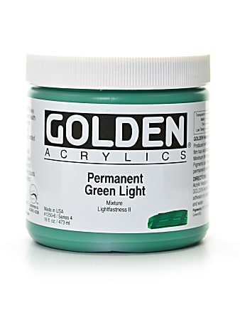 Golden Heavy Body Acrylic Paint, 16 Oz, Permanent Green Light
