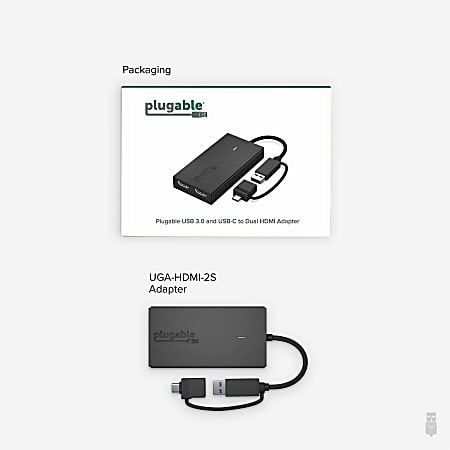 Plugable USB 3.0 or USB C to HDMI Adapter for Dual Monitors