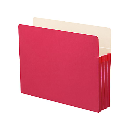 Smead® Color File Pockets, Letter Size, 3 1/2" Expansion, 9 1/2" x 11 3/4", Red