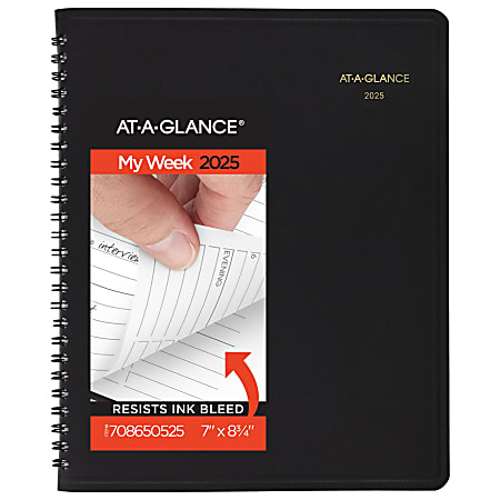 2025-2026 AT-A-GLANCE® Weekly Appointment Book Planner, 7" x 8-3/4", Black, January To January