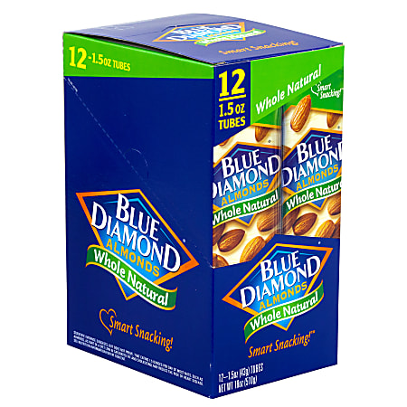 BLUE DIAMOND Almonds Whole Natural, 1.5 oz, 12 Count