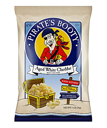 Pirate's Booty White Cheddar Rice/Corn Puffs, 1 Oz, Carton Of 24 Bags