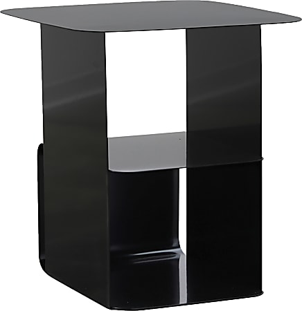 National® Siren Floor Shelf Metal End Table, 17-3/4”H x 16-1/4”W x 16-1/4”D, Black