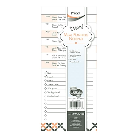 Mead® for Mom! Weekly Menu Planner, 4" x 9"