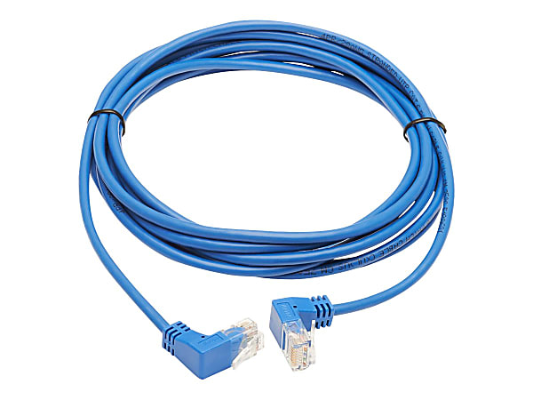 Tripp Lite Cat6 Ethernet Cable Up/Down Angled UTP Slim Molded M/M Blue 10ft - 10 ft - 28 AWG - Blue