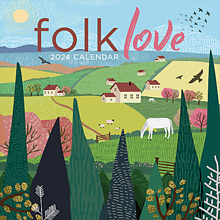 2024 TF Publishing Art & Design Wall Calendar, 12" x 12", Folk Love, January To December