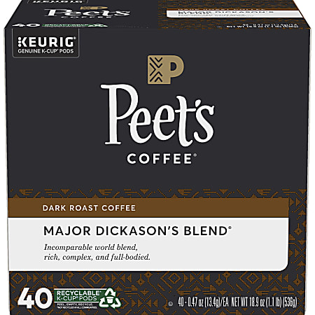 Peet's Coffee Major Dickason's Blend Coffee K-Cup Pods, Box Of 40