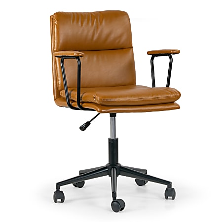 Glamour Home Avalee Ergonomic Faux Leather Mid-Back Adjustable Task Chair, Brown