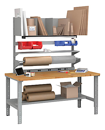 Tennsco Cantilever Packing Table, 83-7/16"H x 72"W x 30"D, Oak