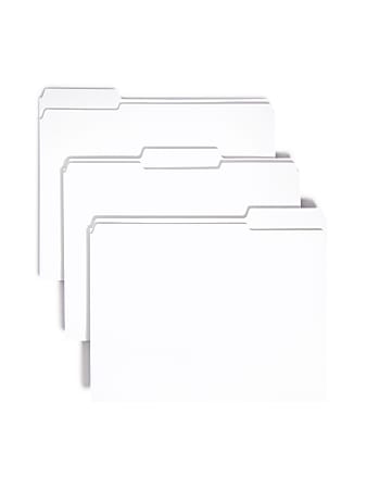 Smead&reg; 1/3-Cut 2-Ply Color File Folders, Letter Size, White, Box Of 100