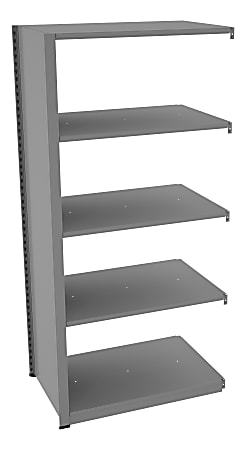 Tennsco Capstone Steel Adjustable Add-On Shelving Unit, 5 Shelves, 76"H x 36"W x 24"D, Medium Gray
