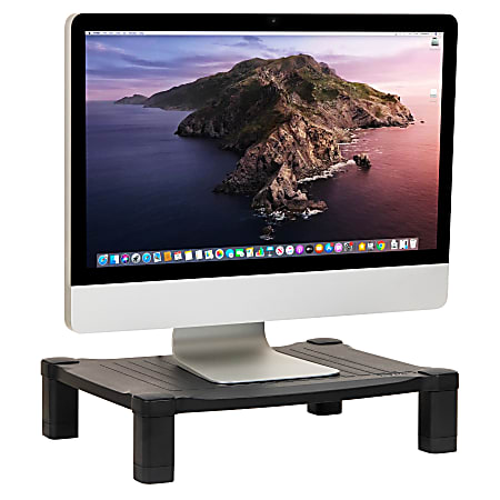 Mind Reader Adjustable Monitor Stand, 4"H x 13-1/4"W x 17-1/4"L , Black