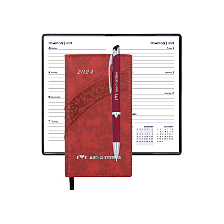 Custom Tuscany Weekly Calendar & Sleekwriter Pen Gift Set