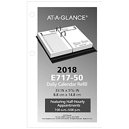 AT-A-GLANCE® Desk Calendar Refill, 3 1/2" x 6", January-December 2018 (E71750-18)