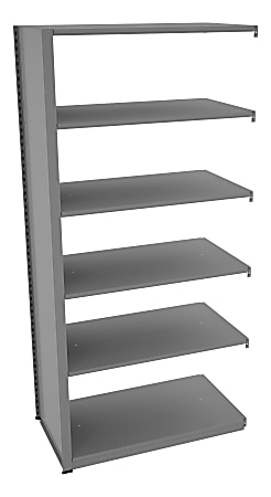 Tennsco Capstone Steel Adjustable Add-On Shelving Unit, 6 Shelves, 88"H x 42"W x 24"D, Medium Gray