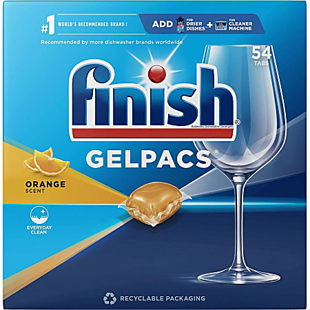 Finish All-n-1 Detergent Gelpacs, 1.3 Oz, Orange Scent, 54 Gelpacs Per Box, Carton Of 4 Boxes