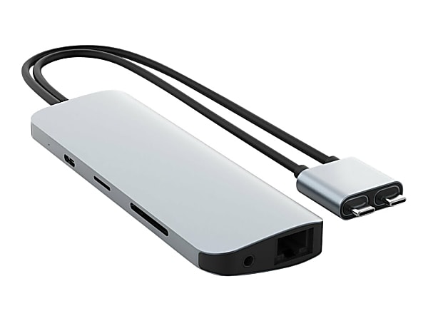 HyperDrive VIPER 10-in-2 USB-C Hub, 5/8"H x 1-15/16"W x 5-11/16"D, Silver, HD392-SILVER