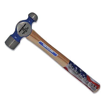 Vaughan Commercial Ball Pein Hammer, Hickory Handle, 15 3/4 in, Forged Steel 32 oz Head