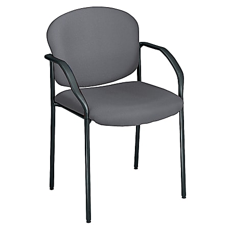 OFM Stackable Guest Chair With Fabric Seat And Back, Gray/Black
