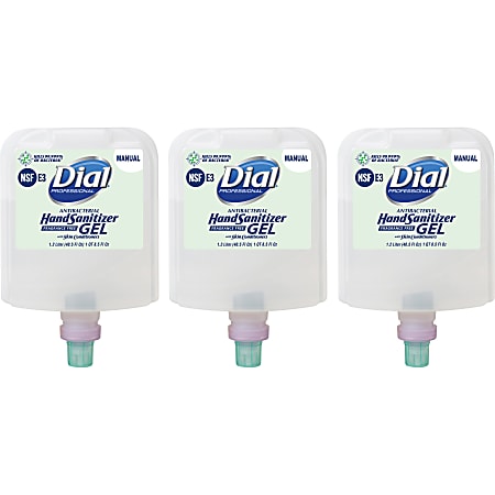 Dial® Hand Sanitizer Gel Refill, Fragrance Free, 40.6 Oz, Clear, Carton Of 3