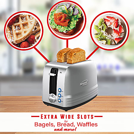 2 Slice Toaster with Extra-Wide Slots Stainless Steel Defrost for Bread  Waffles