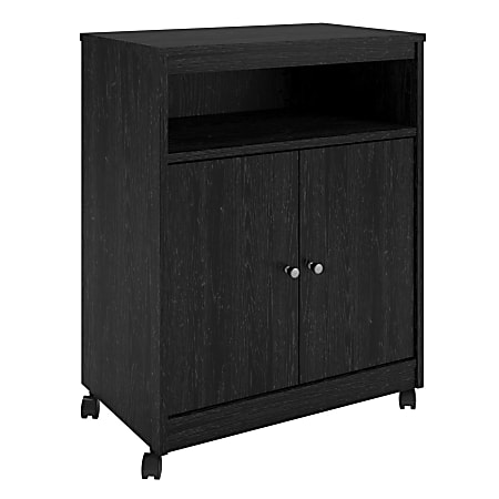 Ameriwood™ Home Landry Microwave Cart, With Cabinet, 30"H x 24"W x 15"D, Black Oak