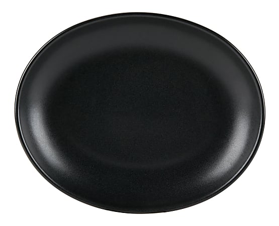 Foundry Oval Ceramic Platters, 13 1/8" x 10 1/2", Black, Pack Of 6 Platters