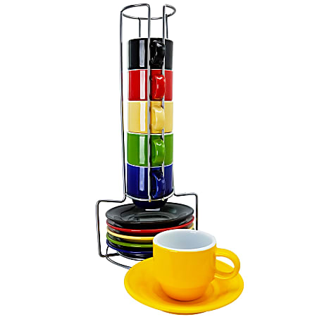 Gibson Soho Lounge Stackable Glass Espresso Cups with Rack, Glass, 4-Piece