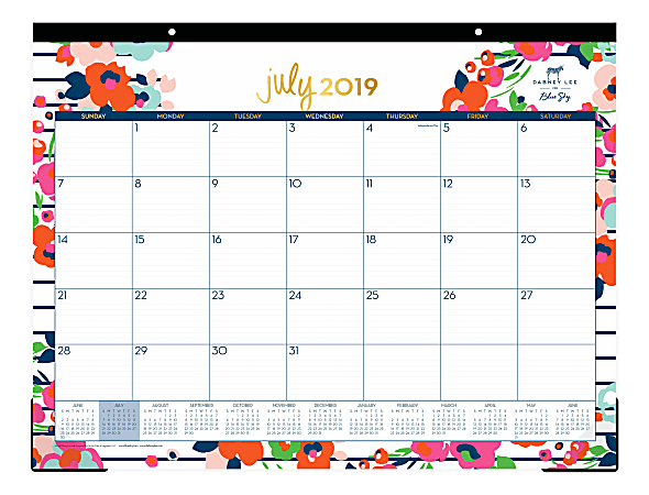 Blue Sky™ Dabney Lee Academic Monthly Desk Pad, 22" x 17", Summer Bloom, July 2019 to June 2020
