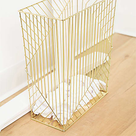 U Brands Metal Wastebasket, Vena Collection, 6 Gallon Capacity, Gold (3232U02-06) - Sturdy, Lightweight - 6.1 U Brands Metal Wastebasket, Vena Collection, 6 Gallon Capacity, Gold (3232U02-06) - Sturdy, Lightweight - 6.1