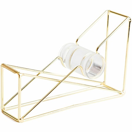 U Brands® Vena Tape Dispenser - 1" Core - Refillable - Easy to Use, Sturdy, Lightweight - Metal - Gold - 1 Each