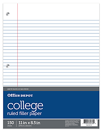 Filler Paper College Ruled 1 Pack 100 Sheets Loose Leaf Paper 3 Hole Punched 10-1/2-Inch x 8-Inch 