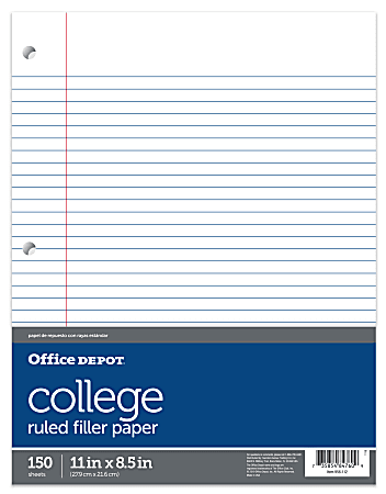 Office Depot Brand Notebook Filler Paper College Ruled 8 12 x 11 3