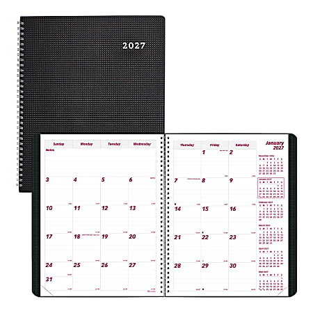 2026-2028 Brownline 14-Month DuraFlex Monthly Planner, 11" x 8-1/2", 100% Recycled, Black, December To January, CB1262V.BLK, Total Qty 1